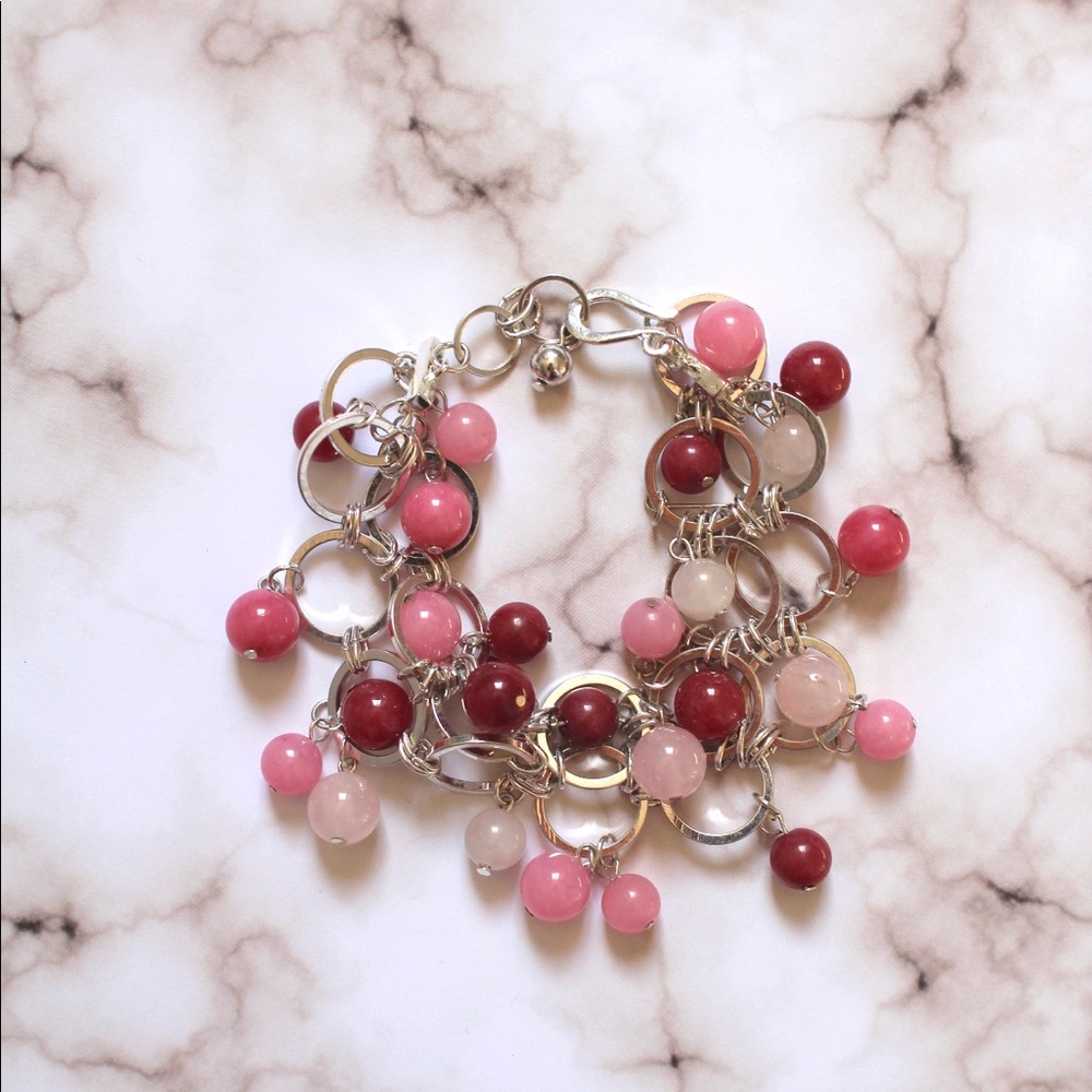 Chunky Pink and Silver Bracelet - Picture 2 of 3